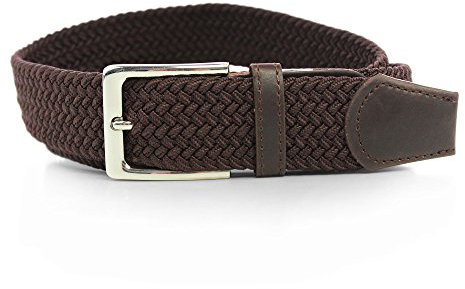 Komfortabel Elastische Geflochtener Stretch Gürtel - Stretchbelt - Stoffgürtel - Gürtel Flecht - Damen und Herren (90 B.W. = Gesamtlänge 105 Cm., Braun)
