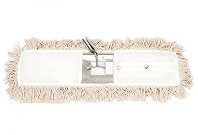 Clim Profesional - Mopa Industrial Plana Algodón 15x145CM con Bastidor Metálico. Limpieza Profesional en Grandes Superficies. Barrido de Suelos. Elimina Polvo y Suciedad. Muy Resistente. Tamaño 145CM