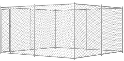 Festnight Outdoor Hundezwinger Hundegehege Laufstall Strapazierfähig Hunde Käfig Stahlkonstruktion Hundehütte Hundehaus Hundekäfig 4 x 4 x 2 m