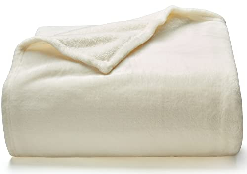 WAVVE Kuscheldecke Flauschig Decke Fleecedecke - Sofadecke Creme 220x240 cm Wohndecke Sommer Couchdecke Weich, XXL Groß Decke Sofa Leicht