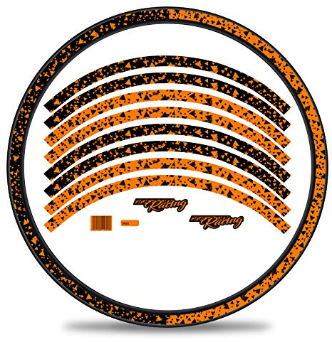16-teiliges Set Felgenrandaufkleber Sticker für Fahrrad Felgen im 2 Face Design Komplett Set für 27 29 für Rennrad Mountainbike MTB Laufrad RX031 (Neon Orange, Matt)