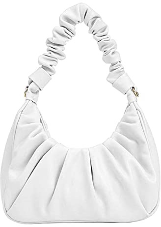 ECOTISH Damen Umhängetasche Bag Umhängetasche Kleine Schultertasche Tasche PU Leder Handtaschen Elegant Clutch Geldbörse Crossbody Bag für Hochzeit Party (Weiß)