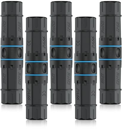 iwillink Cat6 Waterproof RJ45 Coupler, Shielded Female to Female Waterproof Ethernet Coupler, IP68 Ethernet Outdoor LAN Cable Connector for Cat5/Cat5e/Cat6 Ethernet Cable PoE, 5 Pack