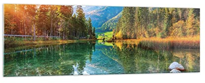 Quadro su Vetro 160x50cm Stampe da Parete in Vetro Paesaggio montagne alba Grandi XXL Decorazione Murale Camera da Letto Cucina 1 pezzo Quadri Moderni Soggiorno Immagini Wall Art GAB160x50-4456
