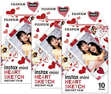 Fujifilm Instax Mini-Foto-Film, Herz-Skizzen, 30 Stück