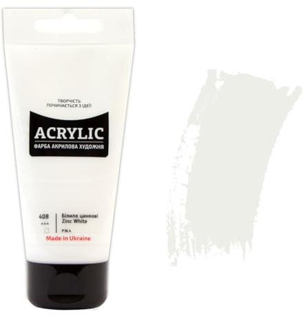 7 Artists Acrylfarbe Weiß 75 ml – Hochdeckende Zinkweiß Acryl für Holz, Leinwand, Ton & Stein Bemalen | Einzelne Acrylic Paint | Acryl Farbe für Basteln & Malen | Acrylfarben Einzeln