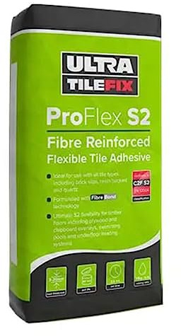 Go Bathrooms UltraTile ProFlex S2 Highly Flexible Fibre Reinforced Flexible Tile Adhesive for Wall & Floor Tiles, Grey, 20KG