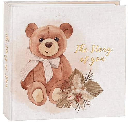 Elegant Design Baby Memory Book for Boy or Girl, Baby 5 Years Journal with Keepsake Sleeve, First Time Mom must have with 24 Baby Milestone Stickers, Scrapbook or Photo Album.