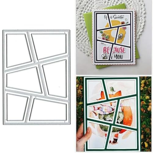 Fclily@JJ Metall-Stanzformen mit Weihnachtsblumen, trapezförmig, Frühlingsblumen, quadratischer Rahmen, Stanzschablonen für Bastelarbeiten, Einladungskarten, Scrapbooking, Alben, dekorative, silber