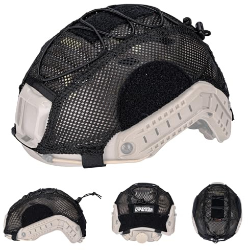 EXCELLENT ELITE SPANKER Copri Casco Tattico In Rete Copertura per Caschi Veloci In Nylon Militare per BJ（BLK）