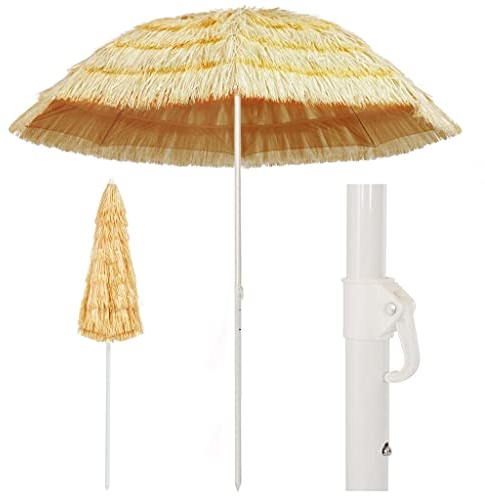 ARKEM Strandschirm Natur 240 cm Hawaii Style Sonnenschirm Gartenschirm Balkonschirm