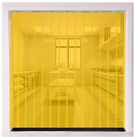 IBOWZ Transparenter PVC-Türvorhang Kit Kunststoffstreifen-Türvorhang, transparenter PVC-Vorhang, Vinyl-Türstreifen für Geschäft/Fabrik/Garage/Terrasse, gelb