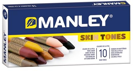 Manley - Lot de 10 crayons de cire - Diversité de couleurs | Créativité sans limites | Skin Tones (couleurs de la peau) | Pour tous les âges