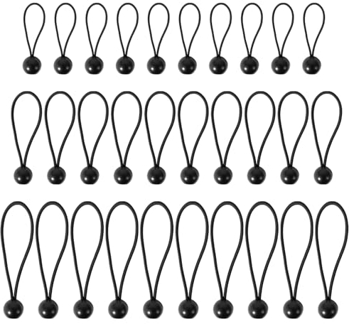 30 Stück Bungee-Seile mit Kugeln, Gummiseile Spanngummis mit Kugel, 10/15/20 cm, Elastische Schnur Flexible Planenspanner für Banner, Vorhang, Planen, Camping, Bootsabdeckung, Zelte, Haarring