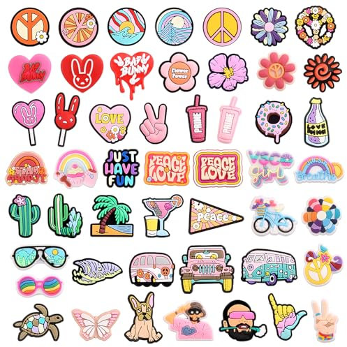 GWHOLE 50 Stück Schuh Charms Schuhanstecker Schuhanhänger Schuhe Dekorationen PVC Shoe Charms Kawaii Schuh Anstecker Cartoon-Schuh-Dekoration Clogs Charm Dekoration Zubehör für Kinder Geburtstag