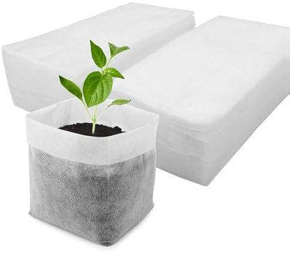 Spotact 200 bolsas para plantas de vivero, bolsas no tejidas para cultivo de plantas para verduras, flores, frutas, árboles, plantación, trasplante para macetas de jardín en casa (200, 20 x 20 cm)