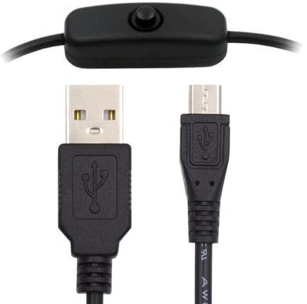 xiwai Micro USB Extender Micro 5Pin USB2.0 to Type-A Switch Extension Cable with On Off Power Button for DC 5V LED Strip Desk Lamp Fan Camera 1.5m