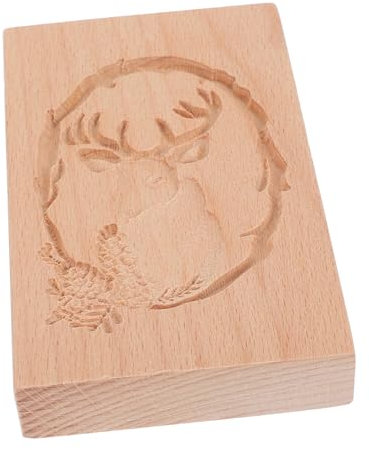 FUNOMOCYA Wooden Cookie Mold Carved Reindeer Shaped Biscuit Mold Baking Cookie Cutters