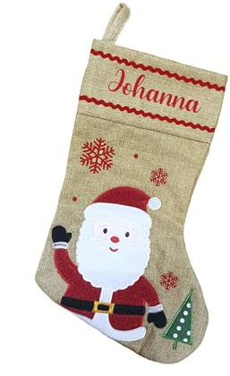 minimutz Nikolausstrumpf Kinder - Personalisiert mit Name - Weihnachtsstrumpf zum Aufhängen & Befüllen - Nikolausstiefel Jute Natur 45cm (Nikolaus Natur)