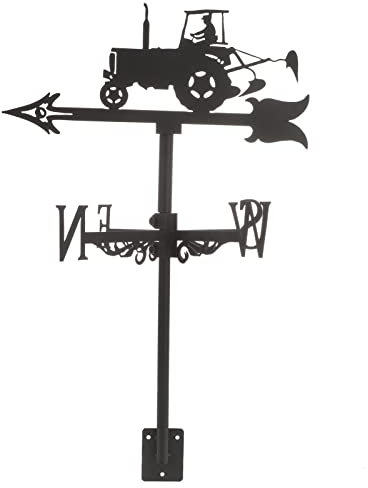 Happyyami Girouette Fer Décorative Indicateur De Direction du Vent pour Jardin Et Toit Accessoire De Décoration De Fer Artistique Forme De Tracteur