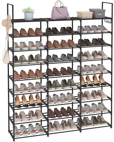 Lxvckly Schuhregal, 3-säulig, 9-stöckig, Metall, hohes Schuhregal, hält 50–54 Paar, vertikaler Schuh- und Stiefel-Organizer für enge Räume, Eingangsbereich, Schrank, Flur, Garderobe