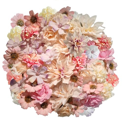 40 Stück Kunstblumen zum Basteln Rosa Kunstblumen Blumenköpfe 4-8cm (Rosa)