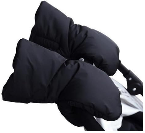 Hrlace Handwärmer Kinderwagen Handschuhe Handmuff mit Warm Flanell Wasserfest Winddicht Kinderwagen Handwärmer Handschuhe Universalgröße Warmer Kinderwagenmuff für Kinderwagen Buggy Geteilte Schwarz