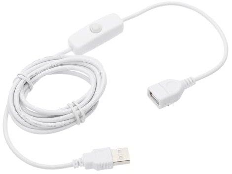 sourcing map Câble d'extension USB avec bouton marche/arrêt 2 m USB mâle vers femelle pour lampe de bureau, ventilateur, bande lumineuse LED, blanc, lot de 1