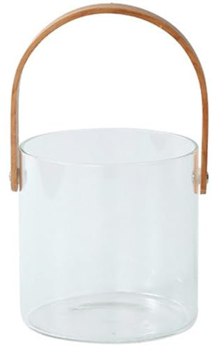 ABOOFAN Eiskübel aus transparentem Glas mit Griff, multifunktionaler Korb für Eiswürfel, Obst und Getränke, elegantes Design, für Bars und Zuhause
