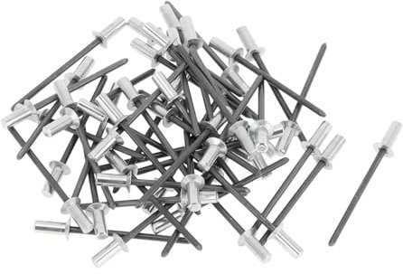A ABSOPRO Remaches De Cabeza Avellanada Cerrados Con Sellado Diámetro De Agarre De 3.2mm LongitPc De Agarre De 8mm Diámetro De Brida De 6mm Aleación De Aluminio Hierro Tono Plateado 50 Pcs