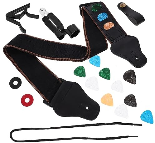 MUELODSIC Gitarrengurt für Gitarre und Bass Individuell Anpassbar mit Weiterem Zubehör Ausgestattet Praktisch für Üben und Auftritte Robust und Schulterentlastend Zufällige Farbe