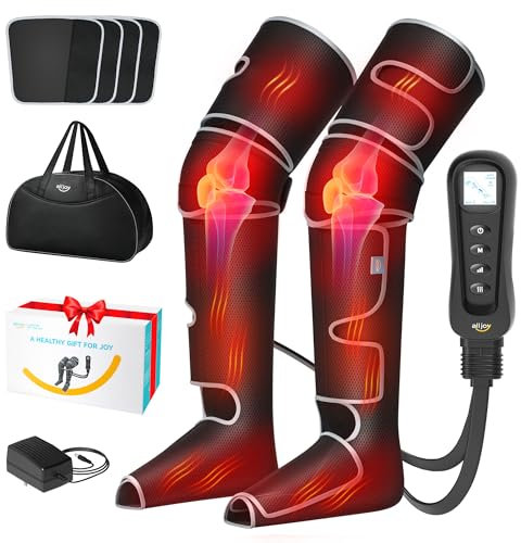 ALLJOY Massaggiatore Gambe con Calore e Compressione, Massaggiatore Gamba per la Circolazione e il Sollievo dal Dolore, 5 Modalità 4 Intensità 2 Livelli di Calore, Regalo per Uomini e Donne