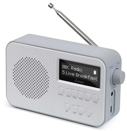 LEMEGA PR2 Max DAB Radio, Bluetooth 5.3, LCD Display, AA Battery, Grey | 10hr battery play or mains power, dual alarm clock with snooze, 40 presets, EQ modes, headphone jack, sleep timer mode