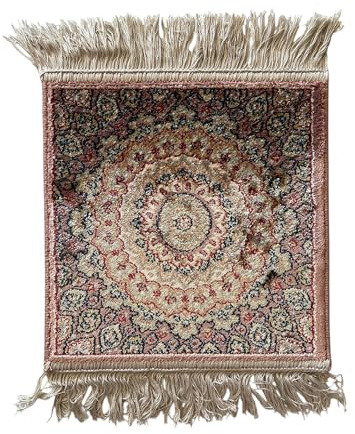 LaVelahome Klassischer kleiner Teppich 35 x 35 cm Stempel Quadrat mit Fransen Quasten (PINK, 35_x_35_cm)
