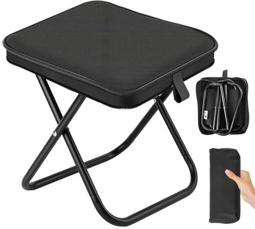 Muyohix Campinghocker Faltbar, Tragbarer Klapphocker Klein, Falthocker Leichtgewicht, Klapphocker Camping, Falthocker Camping Leicht zu Falten 26cm,für Reisen,Picknic,Trekking,Angeln,Garten(Schwarz)