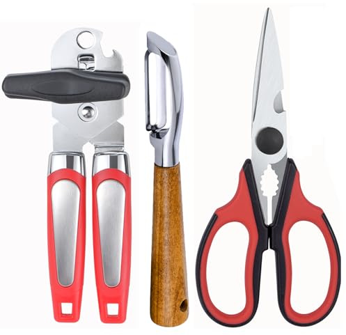 KYDIFS Left Handed Kitchen Scissors and Can Opener, Peeler Set (3 in 1)