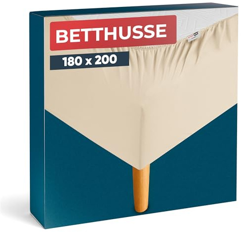 Wrappybag Bettumrandung 180 x 200 cm – Neuer Look für Ihren Alten Bettrahmen – Bettrahmenbezug Hellbeige – Betthusse in 6 Größen erhältlich