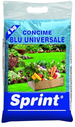 Sprint concime blu universale granulare inorganico per la concimazione di tutte le piante verdi e fiorite,fioriere,orto,prato,balcone concime fertilizzante per fioriture abbondanti, sacco 4kg