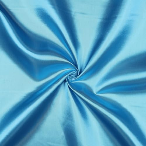 VmG-Store Satin Stoff 2m x 146cm Coupon Satinstoff Keine Meterware seidig Polyester zum Nähen glänzender Dekostoff für Kleidung Vorhänge Kostüme Damen Kleid Rock (020 Türkis)