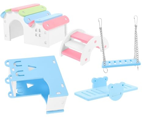Toddmomy 5 Piezas Juguetes para Hámster Casa Balancín y de Ejercicio para Mascotas Pequeñas Color Aleatorio