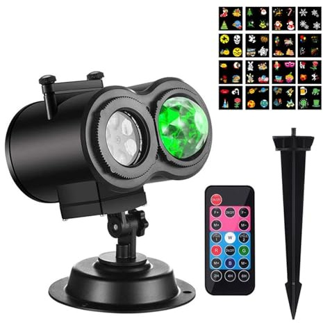Proiettore di Natale a LED, Luci del proiettore natalizie con telecomando impermeabile for esterni Lampada da paesaggio a LED for Halloween Decorazioni for il giardino for feste di Natale per Esterno