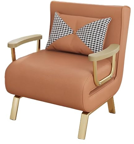 Recamiere mit Schlaffunktion Leder Abnehmbar und Waschbar Technisches Ledergewebe Klappsessel mit Schlaffunktion Beige Sechsstufige Verstellbarkeit Geeignet für Kleine Wohnungen(Orange,183*55*30cm)