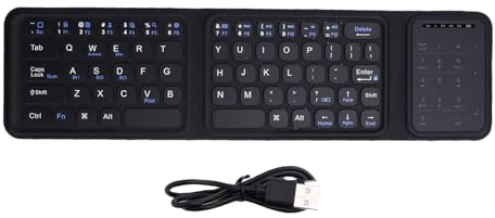 Gugxiom Foldable Travel Keyborad with Touchpad & Number Pad, Bluetooth Wireless Portable Folding Full Size Keyboard with Trackpad for PC Laptop Tablets Smartphone