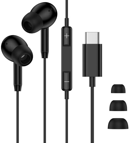CebKit Auriculares USB C con cable, auriculares tipo C con micrófono Auriculares in-ear con cable Auriculares USB tipo C