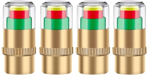 Tappi Valvola Manometro Set Da 4 Tappi Valvola Sensore Allarme 3 Colori | Manometro Pressione Aria Sensore Aria Stelo Auto, Monitor, Indicatore, Manometro, Auto