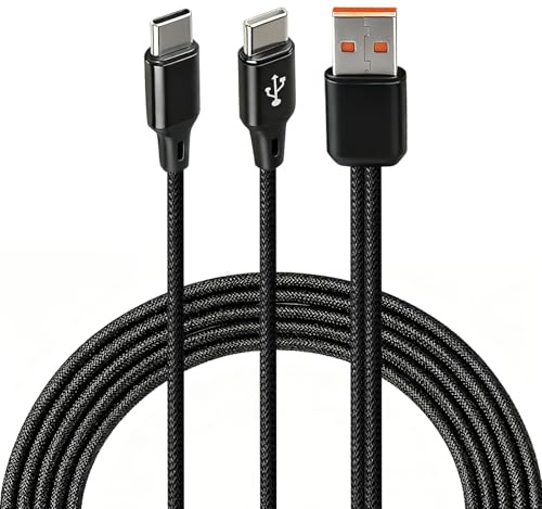 ZenithCove USB A to USB C Charger Cable 1.2M, 2 in 1 USB C Splitter Y Cable | 6A Fast Charging USB C Splitter Cord with 2 Type C Ports Dual USB C Cable Charging Splitter for Computer Phone Type-C devices