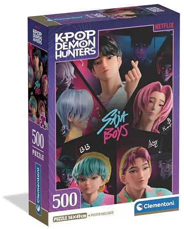 Clementoni Puzzle 500 Pezzi per Adulti e Ragazzi, Illustrazione con Tema KPop Demon Hunters, Idea Regalo, Made in Italy, 36x49 cm, Poster Incluso, 35625