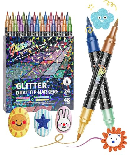 Generisch Glitzerstifte für Kinder,doppelseitiger schnelltrocknender Bastelbedarf | Outline-Stifte, Malset mit bunten Farben | für zu Hause, die Schule, Bastelprojekte, Karten und Malbücher