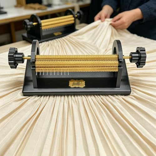 Smocking Pleater-maskin, 24/32 rader justerbar bredd, 0,5 cm nålavstånd, inkluderar trådlåda och nålar för kostym och hantverk sömnad
