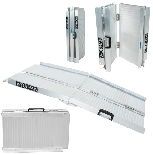 WORHAN Rollstuhl Rampe klappbar 272kg faltbar Rollstuhlrampe Mobil Aluminium Große Auswahl 122cm R4